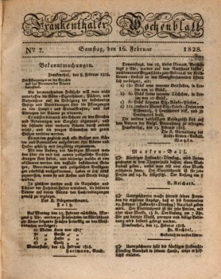 Frankenthaler Wochen-Blatt Samstag 16. Februar 1828