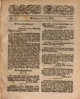 Frankenthaler Wochen-Blatt Samstag 15. März 1828