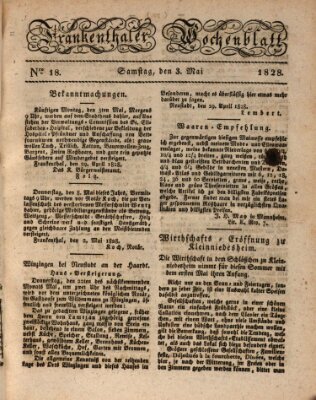 Frankenthaler Wochen-Blatt Samstag 3. Mai 1828