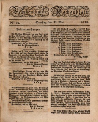 Frankenthaler Wochen-Blatt Samstag 31. Mai 1828