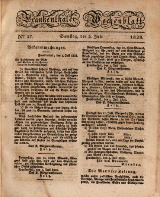 Frankenthaler Wochen-Blatt Samstag 5. Juli 1828