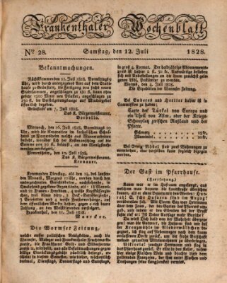 Frankenthaler Wochen-Blatt Samstag 12. Juli 1828