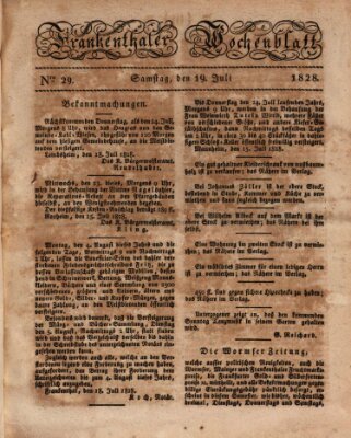 Frankenthaler Wochen-Blatt Samstag 19. Juli 1828