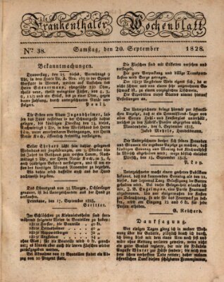 Frankenthaler Wochen-Blatt Samstag 20. September 1828