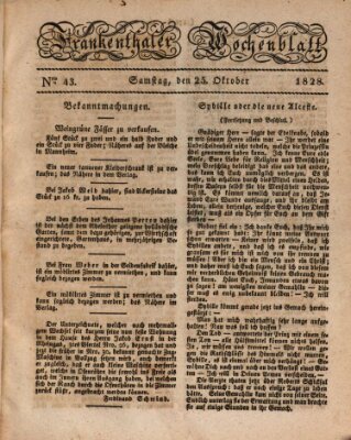 Frankenthaler Wochen-Blatt Samstag 25. Oktober 1828