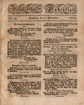 Frankenthaler Wochen-Blatt Samstag 8. November 1828