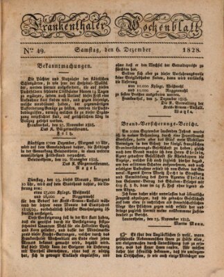 Frankenthaler Wochen-Blatt Samstag 6. Dezember 1828