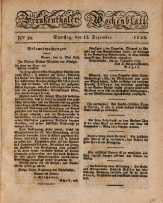 Frankenthaler Wochen-Blatt Samstag 13. Dezember 1828