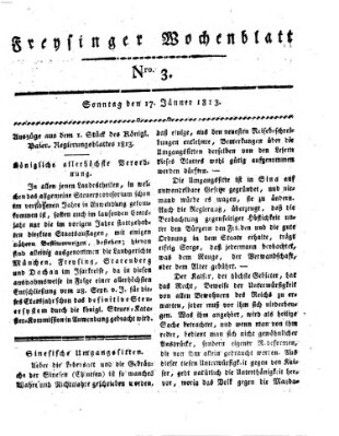 Freisinger Wochenblatt Sonntag 17. Januar 1813