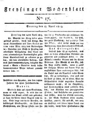 Freisinger Wochenblatt Sonntag 25. April 1813