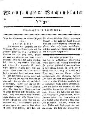 Freisinger Wochenblatt Sonntag 8. August 1813