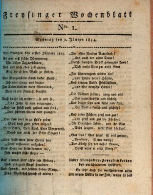 Freisinger Wochenblatt Sonntag 2. Januar 1814