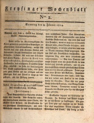 Freisinger Wochenblatt Sonntag 9. Januar 1814