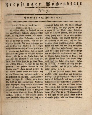 Freisinger Wochenblatt Sonntag 13. Februar 1814