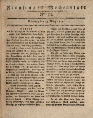 Freisinger Wochenblatt Sonntag 13. März 1814