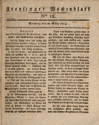 Freisinger Wochenblatt Sonntag 20. März 1814