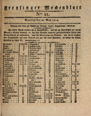 Freisinger Wochenblatt Sonntag 22. Mai 1814