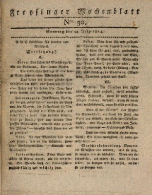 Freisinger Wochenblatt Sonntag 24. Juli 1814