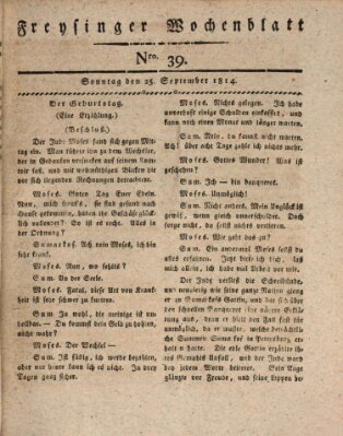 Freisinger Wochenblatt Sonntag 25. September 1814