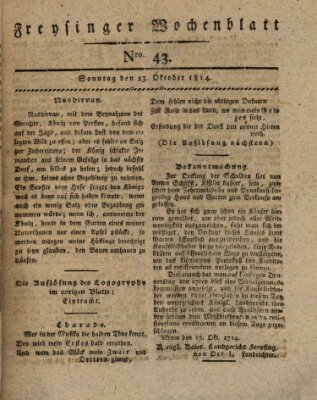 Freisinger Wochenblatt Sonntag 23. Oktober 1814