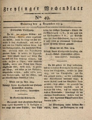 Freisinger Wochenblatt Sonntag 4. Dezember 1814