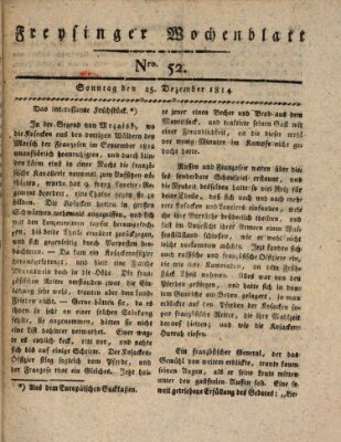 Freisinger Wochenblatt Sonntag 25. Dezember 1814