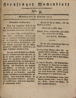 Freisinger Wochenblatt Sonntag 26. Februar 1815