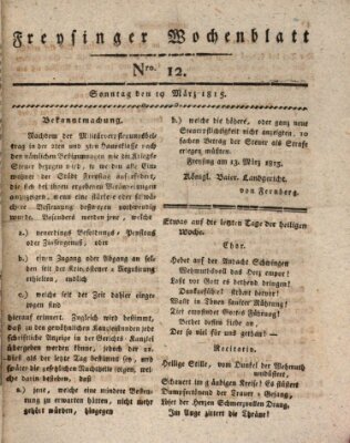 Freisinger Wochenblatt Sonntag 19. März 1815