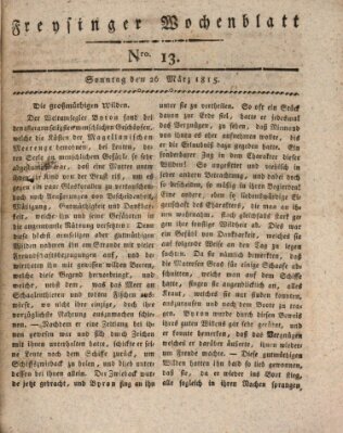 Freisinger Wochenblatt Sonntag 26. März 1815