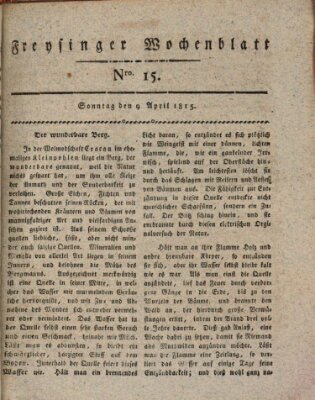 Freisinger Wochenblatt Sonntag 9. April 1815