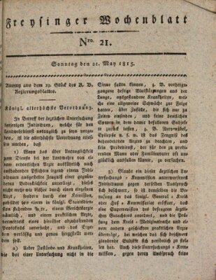 Freisinger Wochenblatt Sonntag 21. Mai 1815