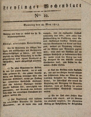 Freisinger Wochenblatt Sonntag 28. Mai 1815