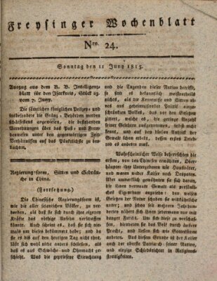 Freisinger Wochenblatt Sonntag 11. Juni 1815