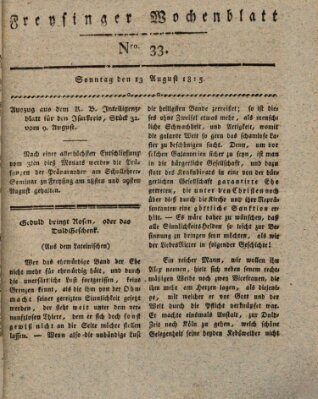 Freisinger Wochenblatt Sonntag 13. August 1815