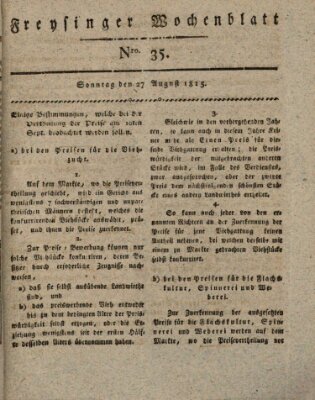 Freisinger Wochenblatt Sonntag 27. August 1815