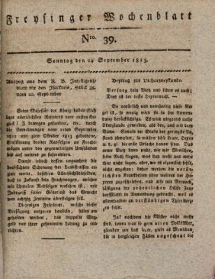 Freisinger Wochenblatt Sonntag 24. September 1815