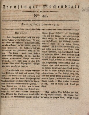 Freisinger Wochenblatt Sonntag 8. Oktober 1815