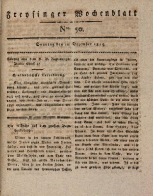 Freisinger Wochenblatt Sonntag 10. Dezember 1815