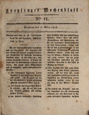 Freisinger Wochenblatt Sonntag 17. März 1816