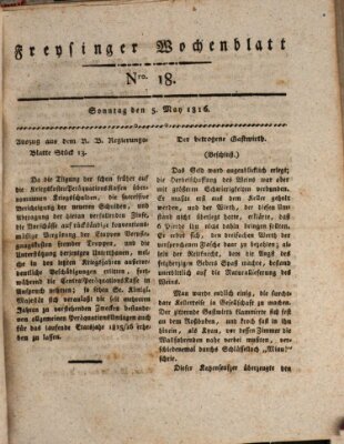 Freisinger Wochenblatt Sonntag 5. Mai 1816