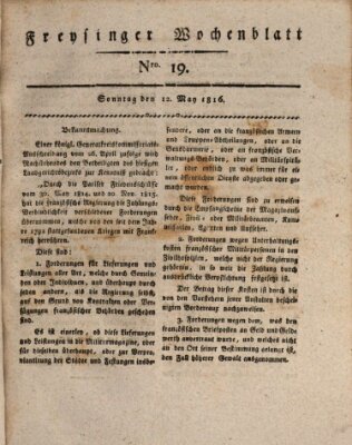 Freisinger Wochenblatt Sonntag 19. Mai 1816