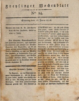 Freisinger Wochenblatt Sonntag 16. Juni 1816