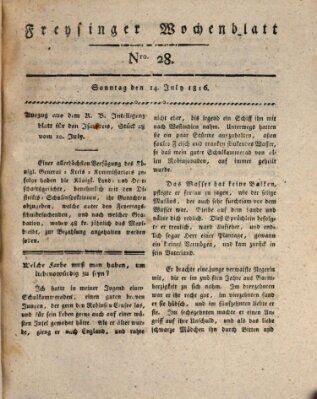 Freisinger Wochenblatt Sonntag 14. Juli 1816