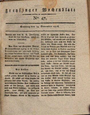 Freisinger Wochenblatt Sonntag 24. November 1816