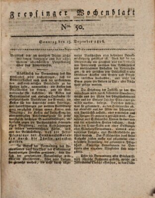 Freisinger Wochenblatt Sonntag 15. Dezember 1816