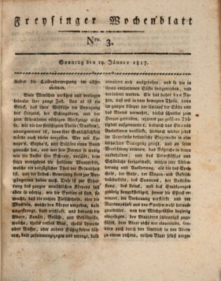 Freisinger Wochenblatt Sonntag 19. Januar 1817