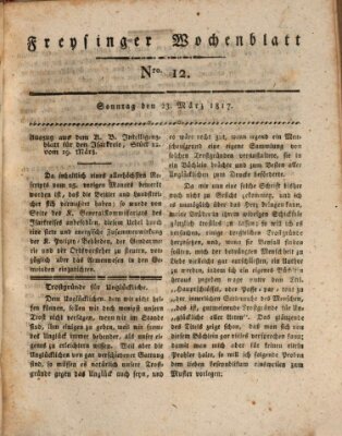 Freisinger Wochenblatt Sonntag 23. März 1817