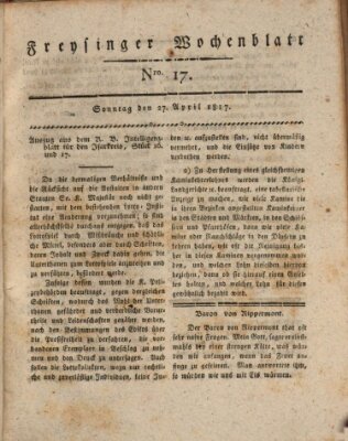 Freisinger Wochenblatt Sonntag 27. April 1817