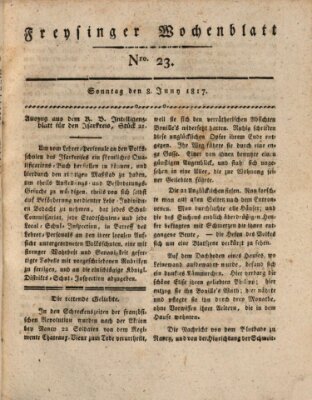 Freisinger Wochenblatt Sonntag 8. Juni 1817