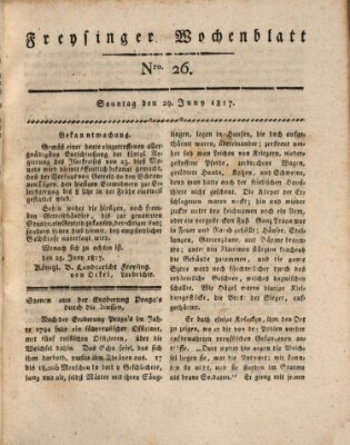 Freisinger Wochenblatt Sonntag 29. Juni 1817